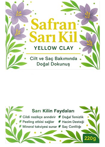 Safran Sarı Kil 500gr Doğal Yüz ve Saç Maskesi - Görsel 8