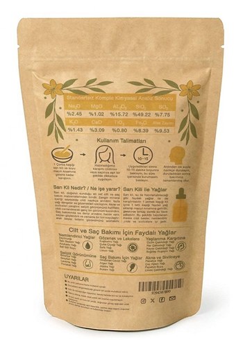 Safran Sarı Kil 500gr Doğal Yüz ve Saç Maskesi - Görsel 3