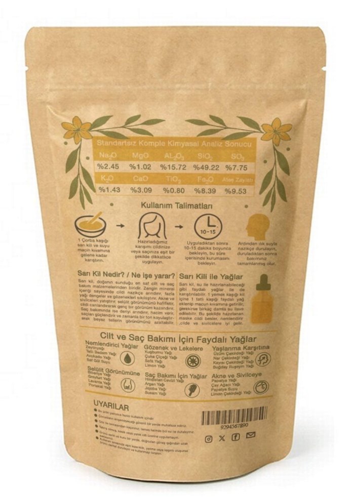 Safran Sarı Kil 500gr Doğal Yüz ve Saç Maskesi - Görsel 4