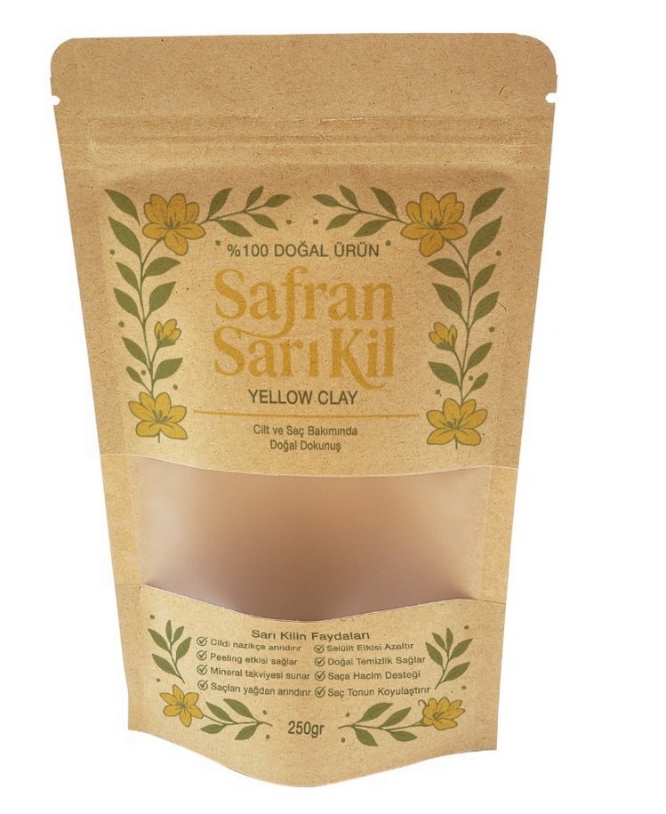 Safran Sarı Kil 500gr Doğal Yüz ve Saç Maskesi - Görsel 5