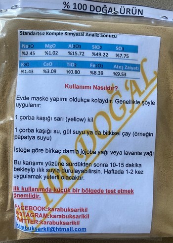 Sarı Kil Yellow Clay - % 100 Doğal Cilt Bakım Ürünü - Görsel 4