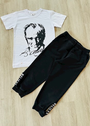 Atatürk Çocuk Tshirt Kapri Eşofman Altı - Görsel 2