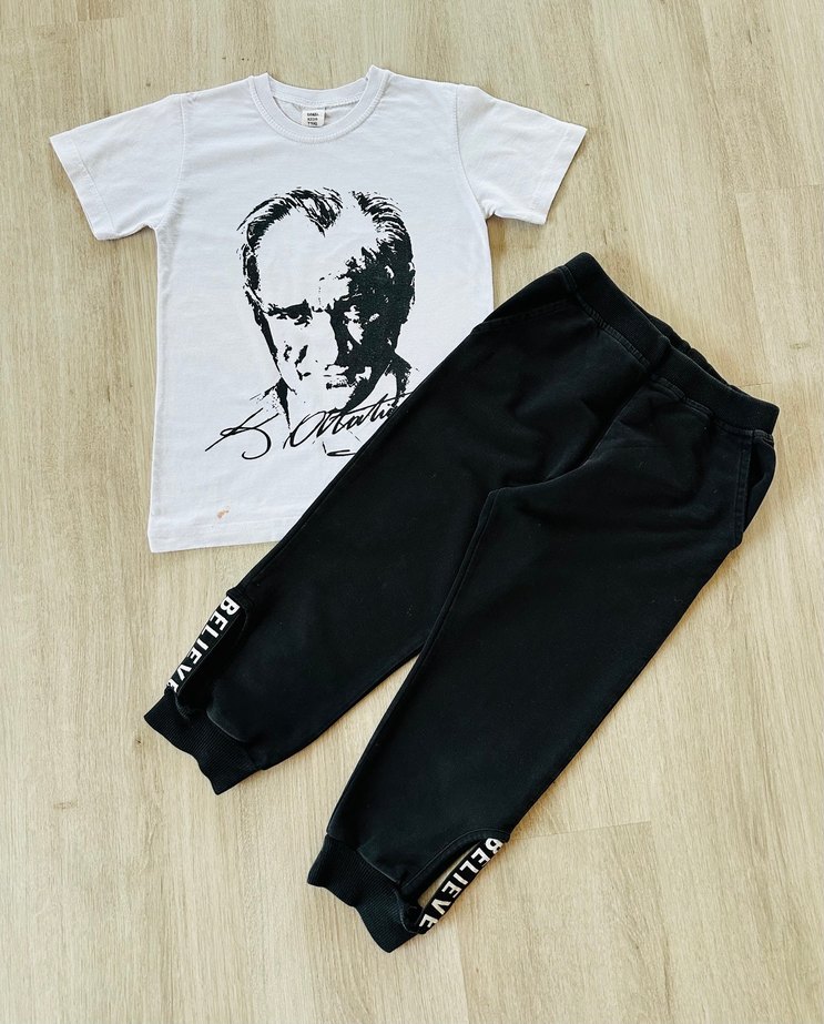 Atatürk Çocuk Tshirt Kapri Eşofman Altı - Görsel 2