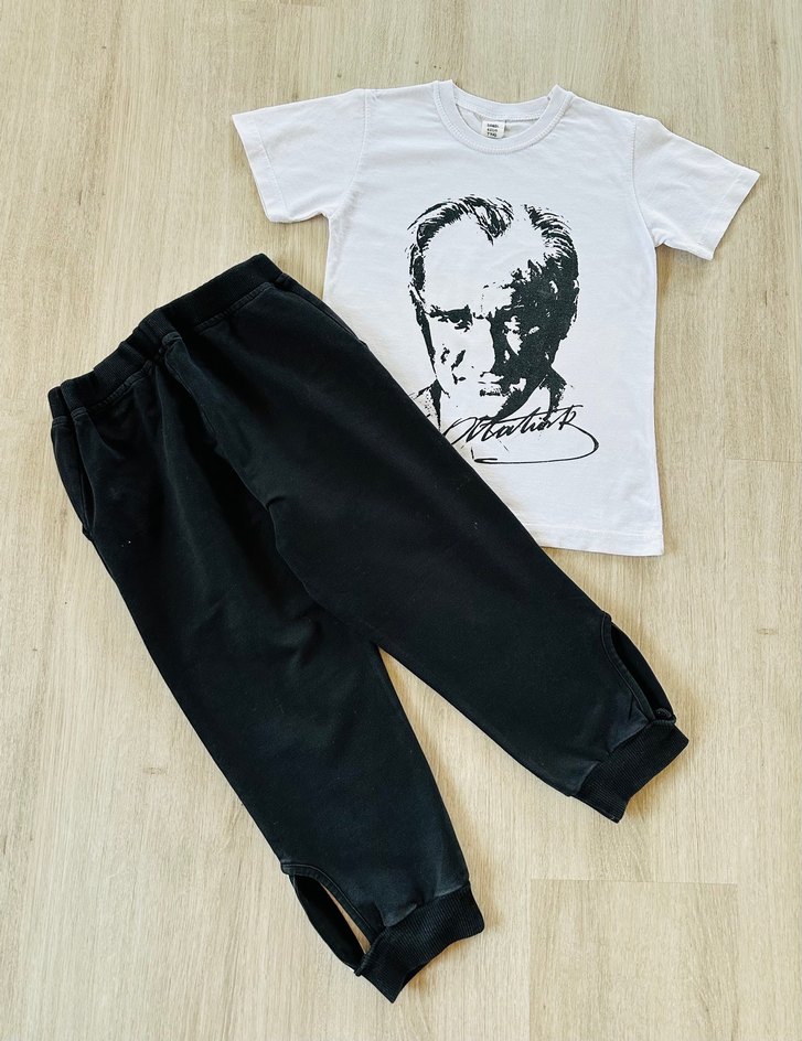 Atatürk Çocuk Tshirt Kapri Eşofman Altı - Görsel 3