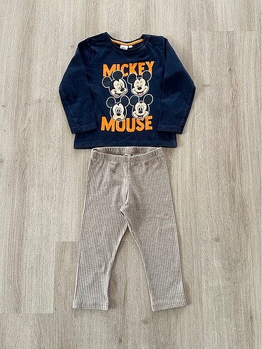 12-18 Ay Beden lacivert Renk H&M Çocuk Alt Üst Pijama Mickey Mouse