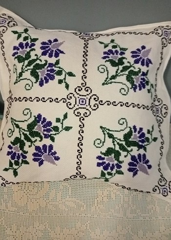 Mor Nakışlı Geleneksel Dekoratif Yastık - Görsel 3