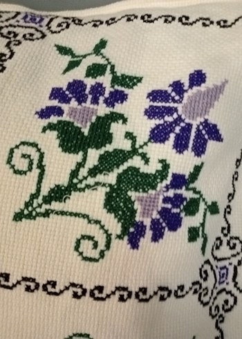 Mor Nakışlı Geleneksel Dekoratif Yastık - Görsel 4