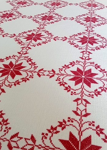 Klasik Nakışlı Kırmızı Masa Örtüsü - Görsel 8