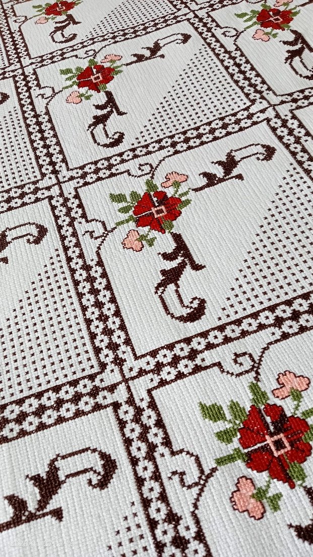 kaneviçe işlemeli etamin yatak örtüsü - Görsel 3