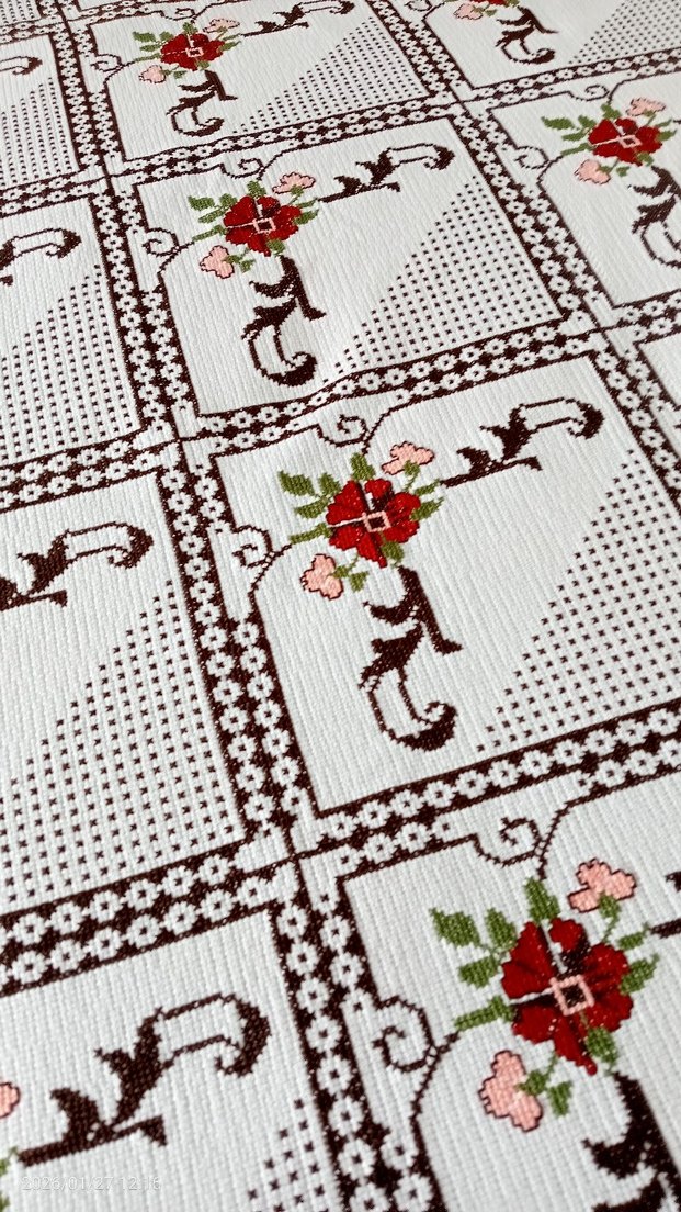 kaneviçe işlemeli etamin yatak örtüsü - Görsel 5