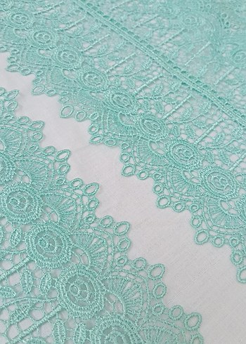 Bohem Tarz Mint Yeşili Dantel Detaylı Kumaş