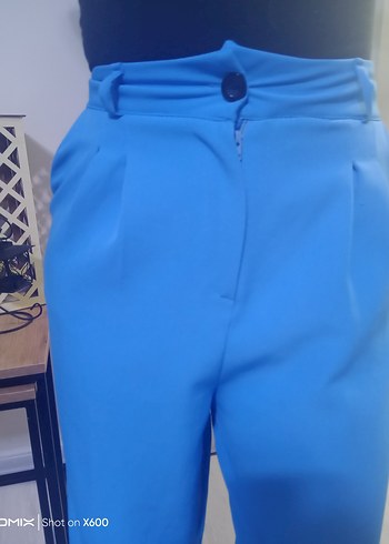 Kadın Mavi Regular Fit Kumaş Pantolon - Görsel 6