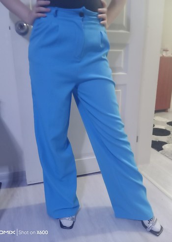 Kadın Mavi Regular Fit Kumaş Pantolon - Görsel 5