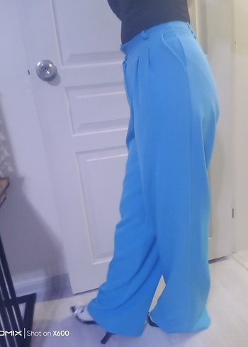 Kadın Mavi Regular Fit Kumaş Pantolon - Görsel 4