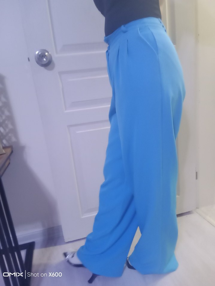 Kadın Mavi Regular Fit Kumaş Pantolon - Görsel 4