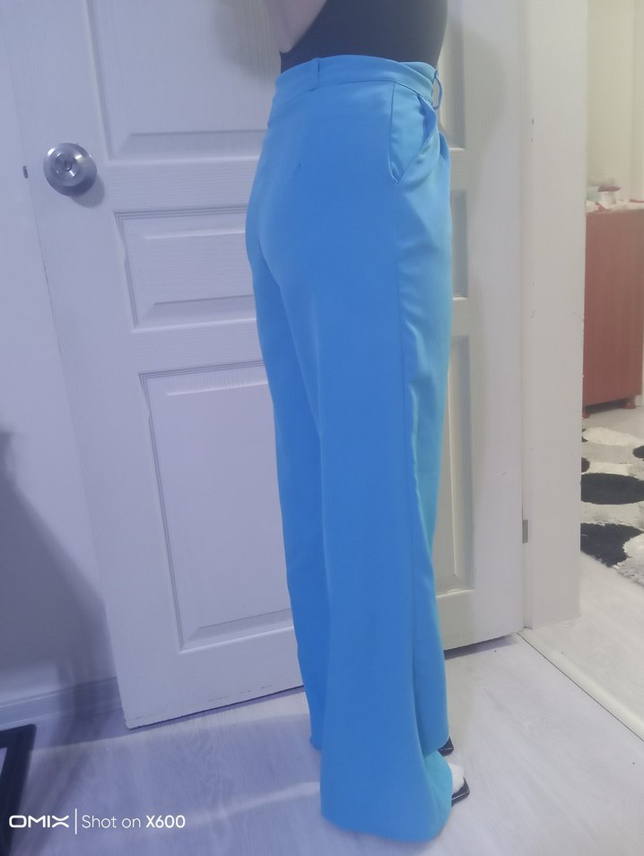 Kadın Mavi Regular Fit Kumaş Pantolon - Görsel 2