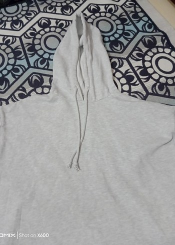 Gri Kapüşonlu Salaş Kadın Sweatshirt - Görsel 2