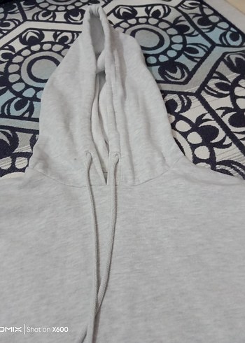 Gri Kapüşonlu Salaş Kadın Sweatshirt - Görsel 8