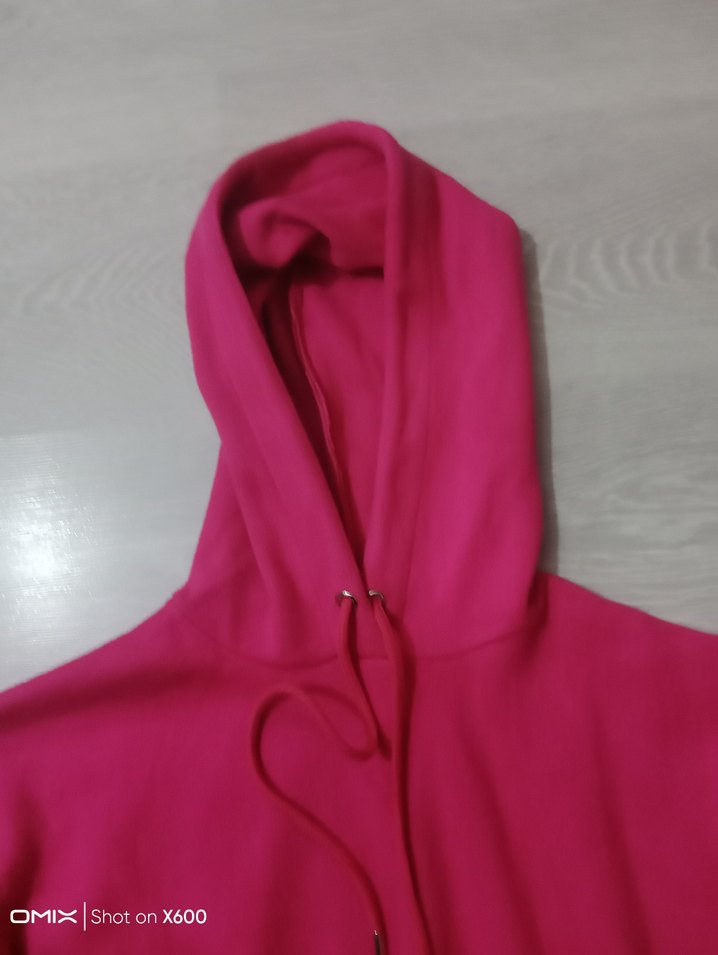 Pembe Kapüşonlu Örme Kadın Sweatshirt - Görsel 3