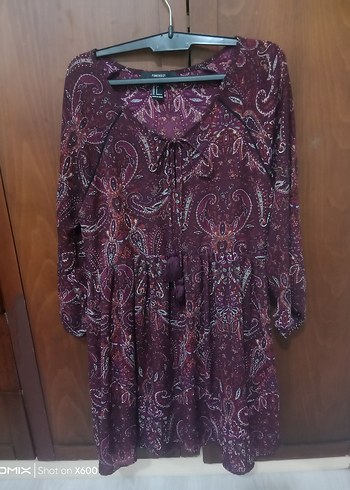 Forever 21 Bordo Uzun Kollu elbise