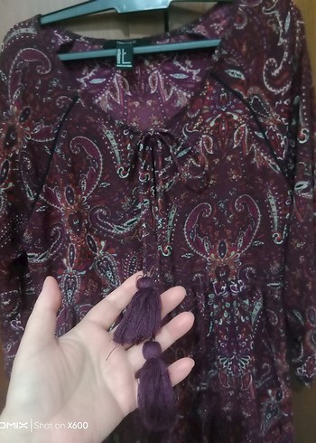 s Beden Bordo Uzun Kollu elbise