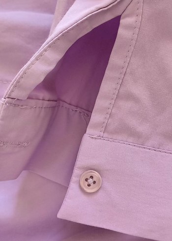 Düğmeli Mor Linen Gömlek - Görsel 5