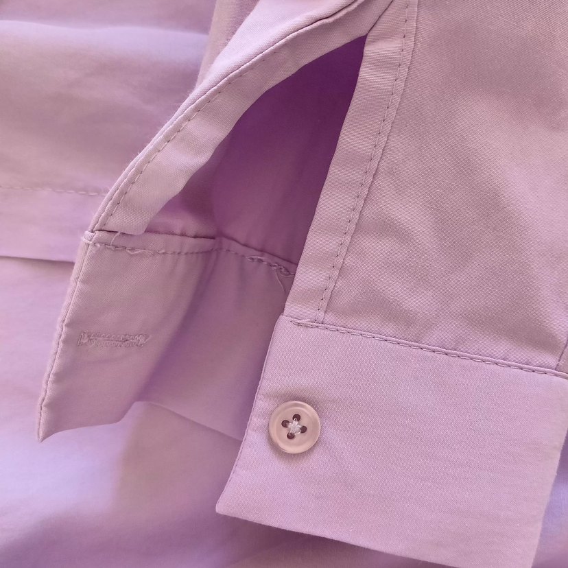 Düğmeli Mor Linen Gömlek - Görsel 5