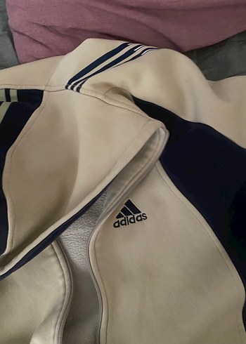 xl Beden ten rengi Renk Krem Lacivert Fermuarlı Hırka Adidas
