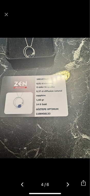 Beden 0,37 crt safır kolye