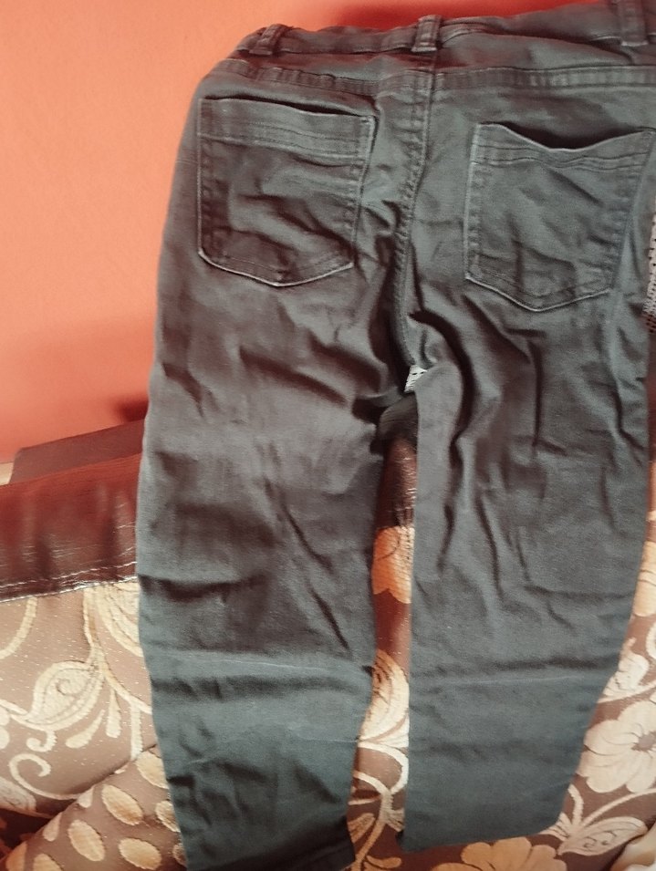 Erkek Çocuk Gri Kemerli Slim Denim Pantolon - Görsel 4