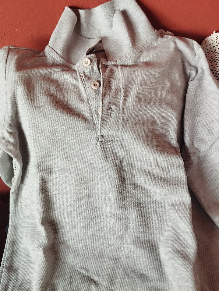 Gri Erkek Çocuk Uzun Kollu Keten Sweatshirt - Görsel 2