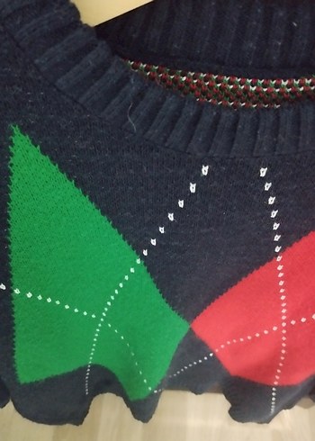 Renkli Örgü Kadın Kazak - Görsel 3