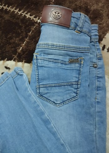 Düğmeli Mavi çocuk Denim Pantolon - Görsel 4