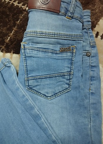 Düğmeli Mavi çocuk Denim Pantolon - Görsel 5