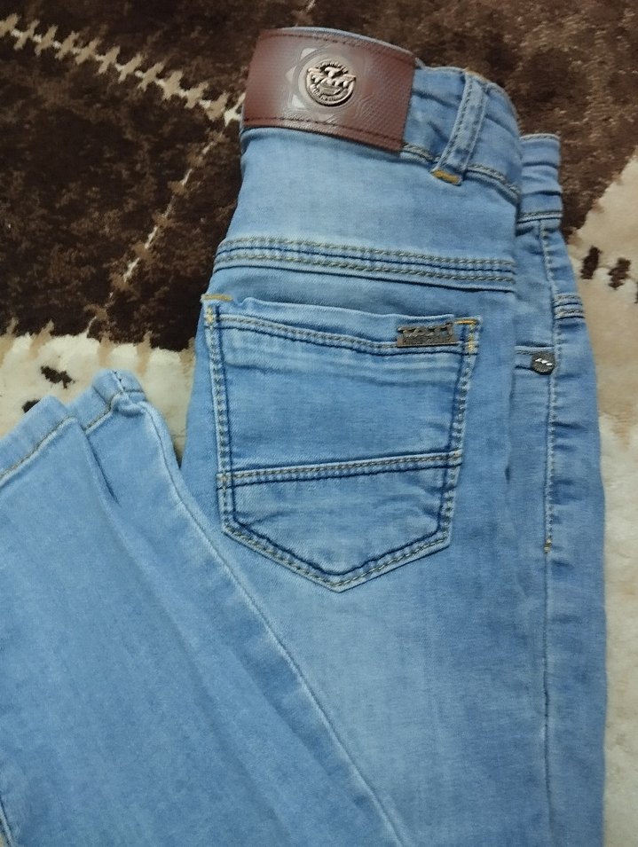 Düğmeli Mavi çocuk Denim Pantolon - Görsel 4