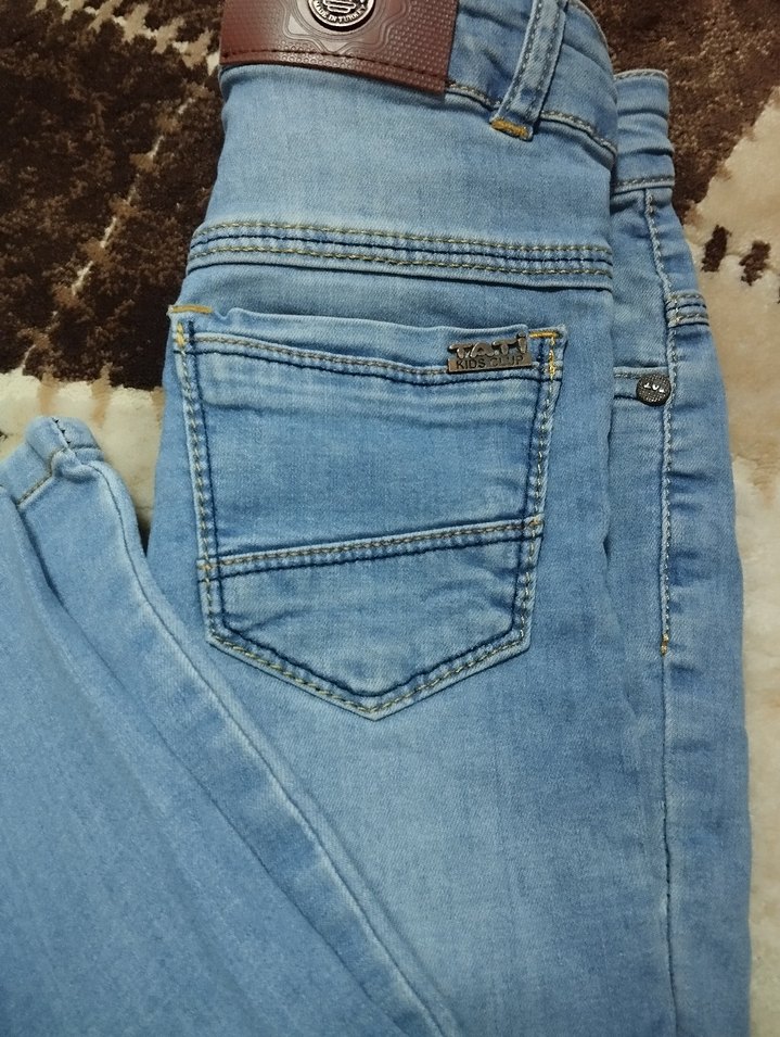 Düğmeli Mavi çocuk Denim Pantolon - Görsel 5