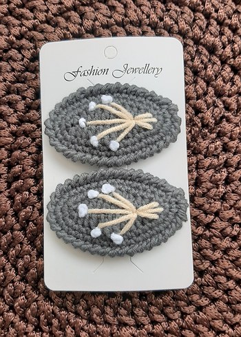 Renkli Nakışlı Örgü Çocuk Toka Seti - Görsel 4