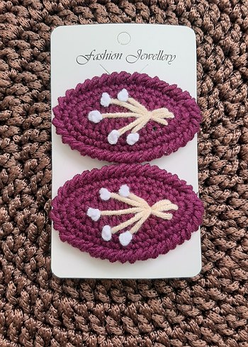 Renkli Nakışlı Örgü Çocuk Toka Seti - Görsel 2