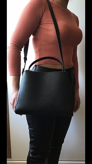 ZARA SİYAH TOTE ÇAPRAZ ÇANTA