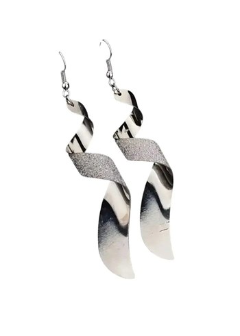 Accessorize Parlak Gümüş Kurdele Uzun Küpeler