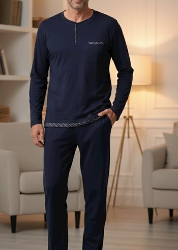 Lacivert Erkek Pijama Takımı - Görsel 2