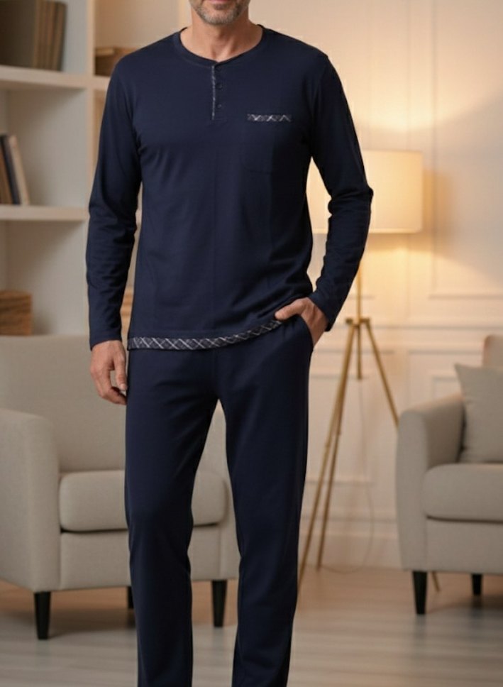 Lacivert Erkek Pijama Takımı - Görsel 2