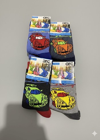 Renkli Baskılı Havlu  Erkek Çorapları - Görsel 2