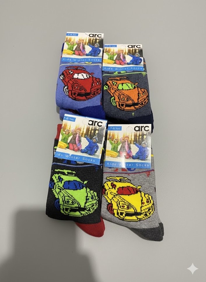 Renkli Baskılı Havlu  Erkek Çorapları - Görsel 2