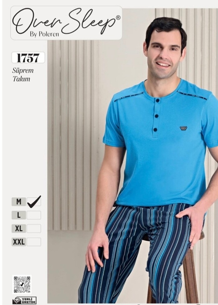 Erkek cepli dügmeli pijama takımı - Görsel 2