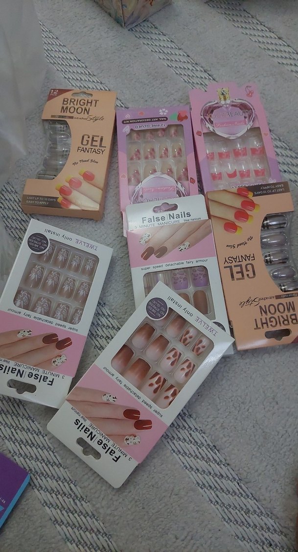 Bej Yaprak Desenli Takma Tırnak fiyat sorun elimde beş adet kald - Görsel 2