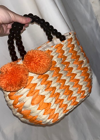 Sheinside Boncuklu Turuncu Bohem Örgü Çanta