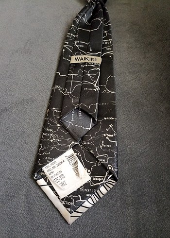 Siyah Harita Desenli Erkek Kravat - Görsel 2