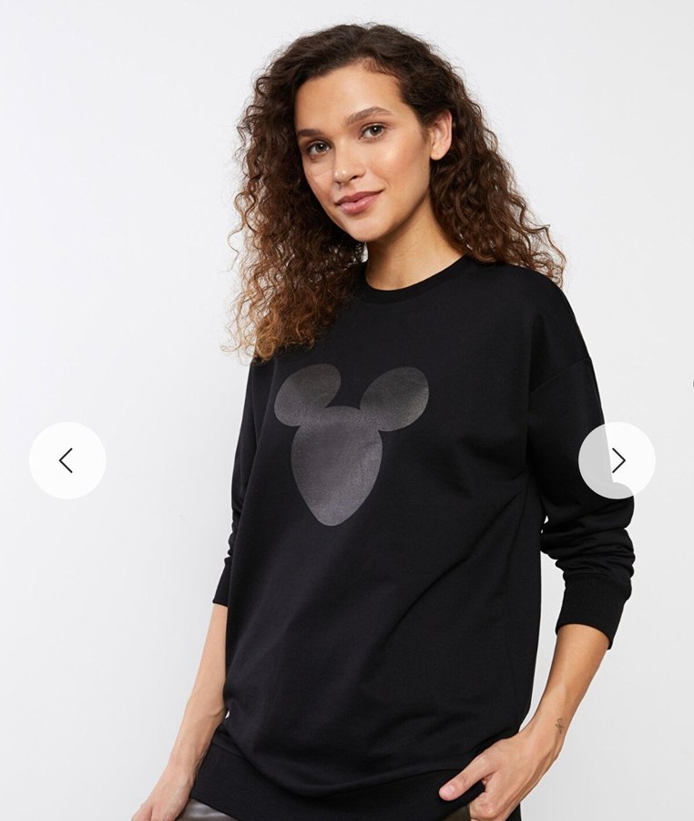 Siyah Mickey Baskılı Oversize Sweatshirt - Görsel 5