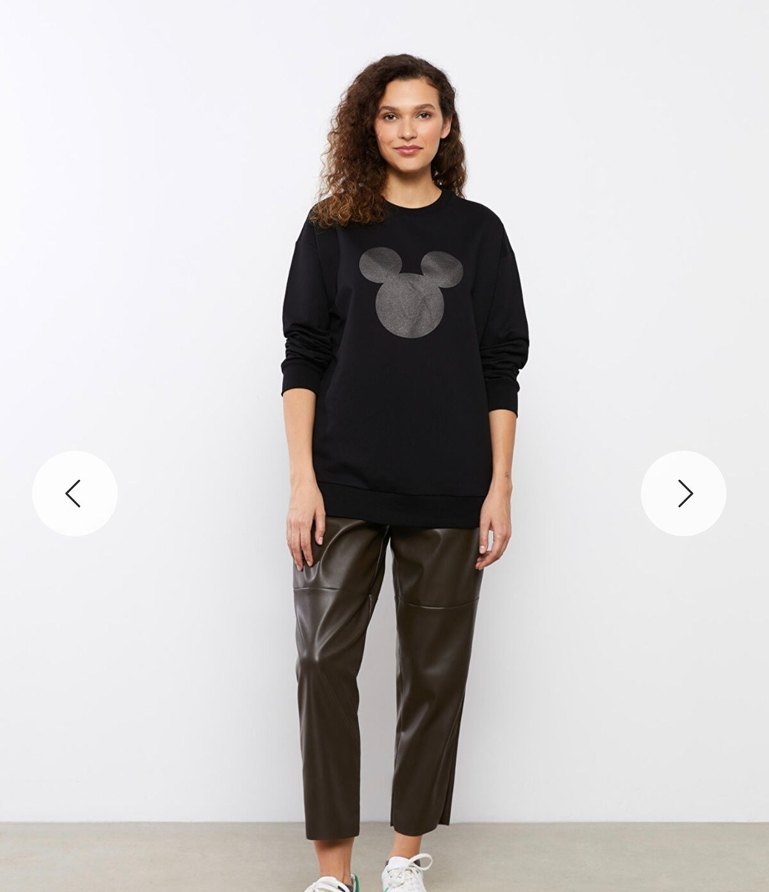 Siyah Mickey Baskılı Oversize Sweatshirt - Görsel 3